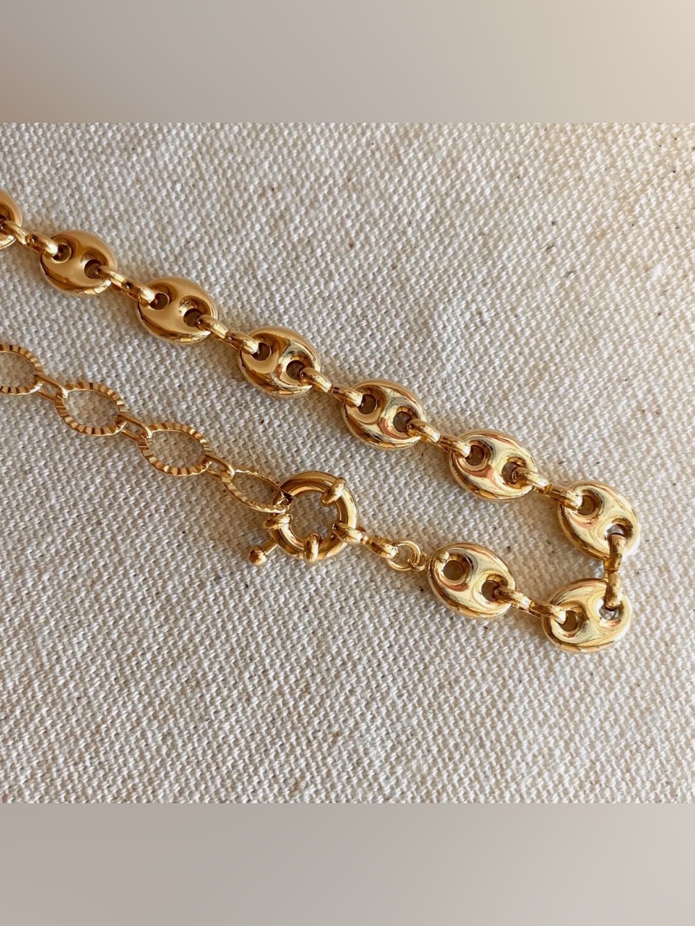 18K Gold Filled Puffy Mariner Choker Featuring Unique Chain Extender - Picture 6 of 6